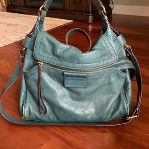 Marc Jacobs teal leather moto bag